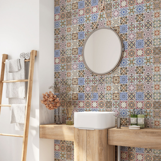 Bathroom Self Adhesive - Cement tile pattern