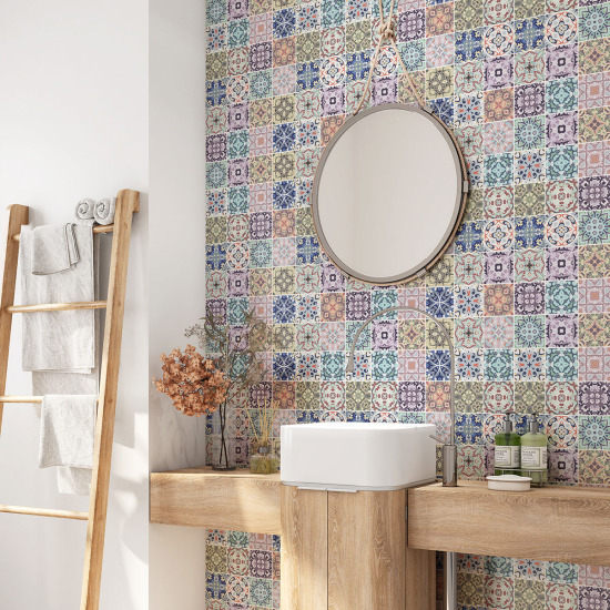 Bathroom Self Adhesive - Cement tile pattern