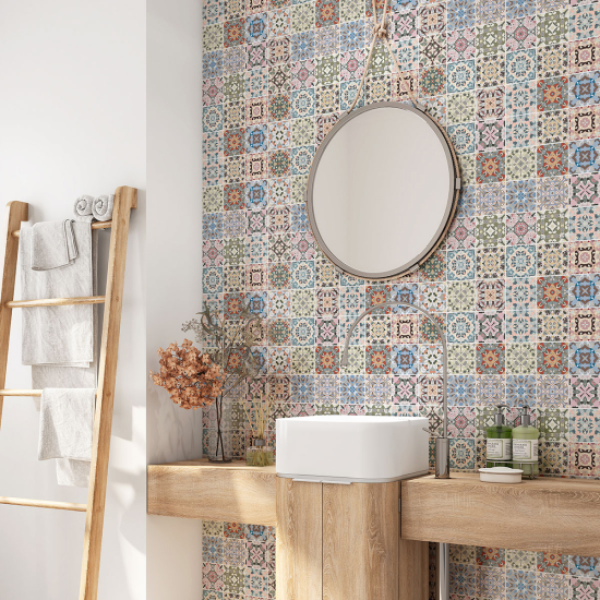 Bathroom Self Adhesive - Cement tile pattern