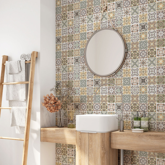 Bathroom Self Adhesive - Cement tile pattern