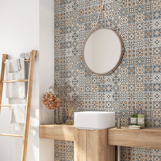 Bathroom Self Adhesive - Cement tile pattern