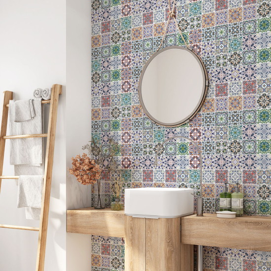 Bathroom Self Adhesive - Cement tile pattern