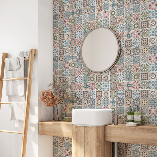 Bathroom Self Adhesive - Cement tile pattern