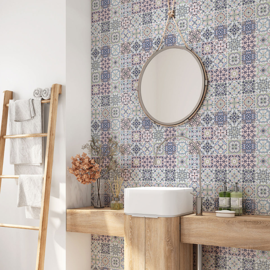 Bathroom Self Adhesive - Cement tile pattern