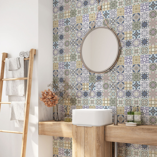 Bathroom Self Adhesive - Cement tile pattern