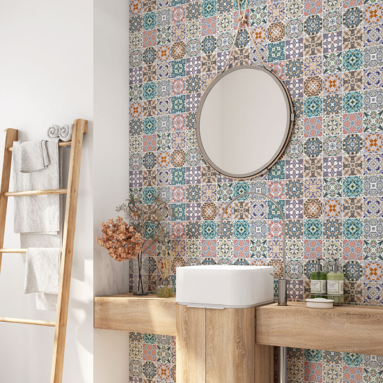 Bathroom Self Adhesive - Cement tile pattern