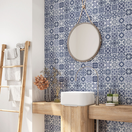 Bathroom Self Adhesive - Cement tile pattern