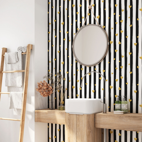 Bathroom Self Adhesive - Striped Hearts