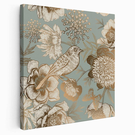 Canvas Print - Bird flowers