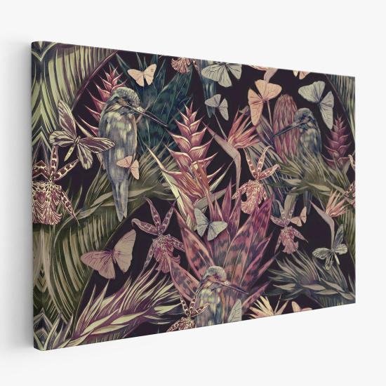 Canvas Print - Birds flowers butterflies