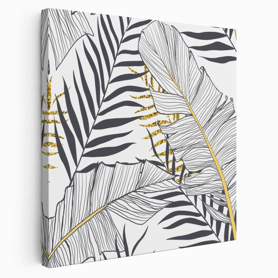 Canvas Print - Feathers leaves