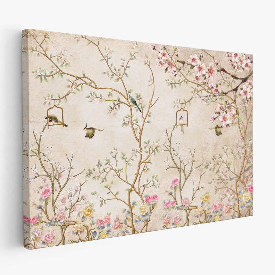 Canvas Print - Flowers Birds