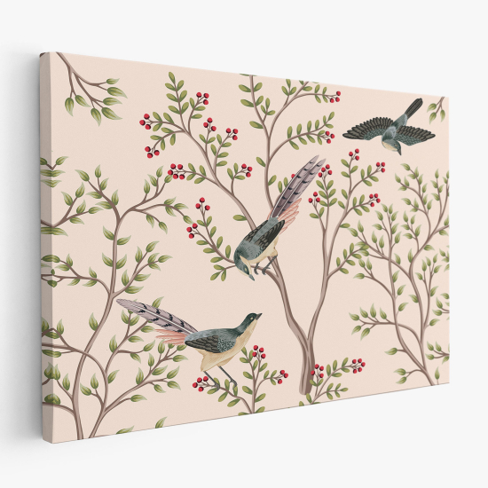 Canvas Print - Flowers Birds