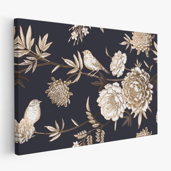 Canvas Print - Flowers Birds