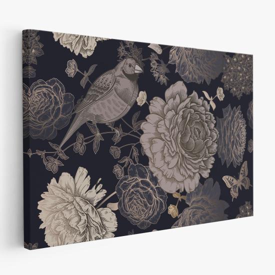 Canvas Print - Flowers Birds