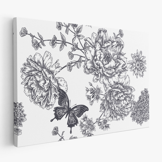 Canvas Print - Flowers Butterflies