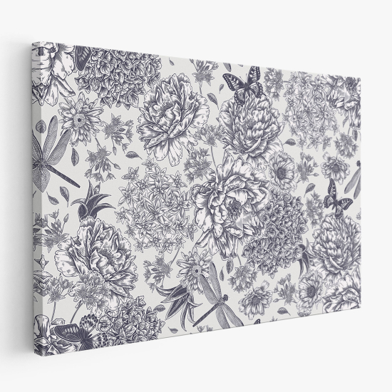 Canvas Print - Flowers Butterflies