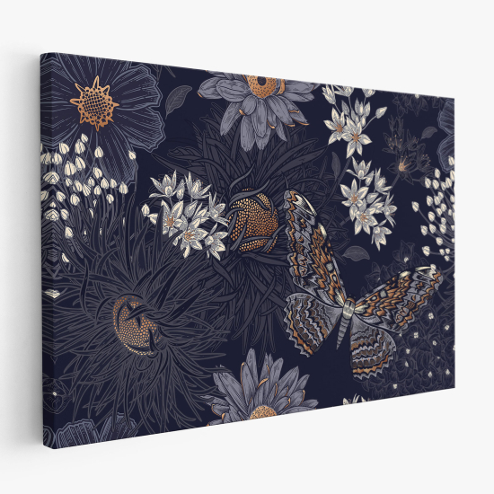 Canvas Print - Flowers Butterflies