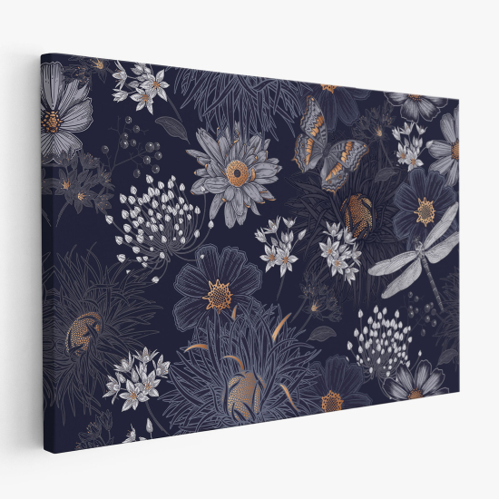 Canvas Print - Flowers Butterflies