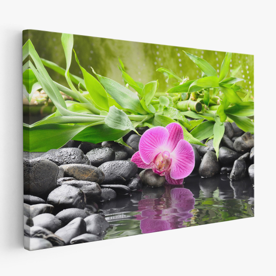 Canvas Print - Flowers Pebbles