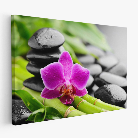 Canvas Print - Flowers Pebbles