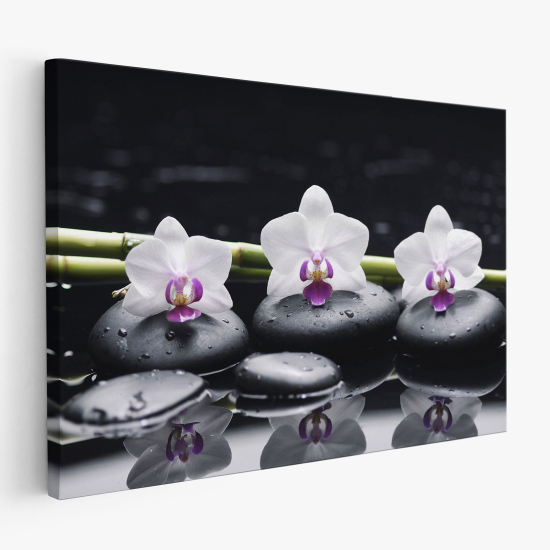 Canvas Print - Flowers Pebbles