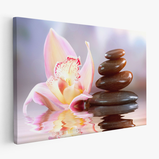 Canvas Print - Flowers Pebbles