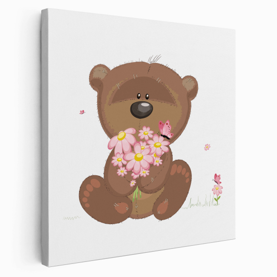 Canvas Print for Kids - Bear flowers