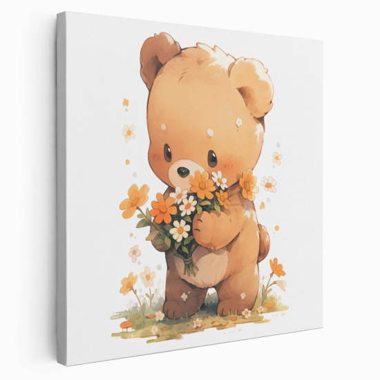 Canvas Print for Kids - Bear Flowers