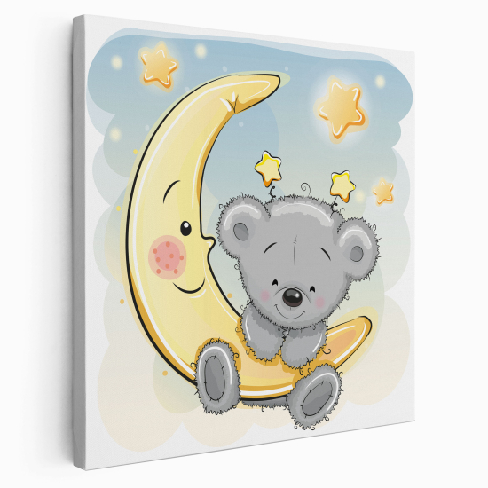 Canvas Print for Kids - Bear on the Moon