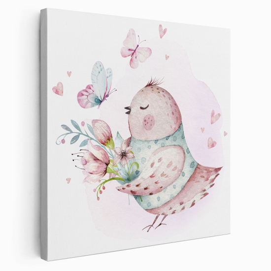 Canvas Print for Kids - Bird Butterflies