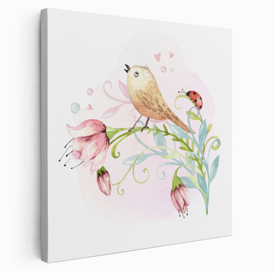 Canvas Print for Kids - Bird Flowers