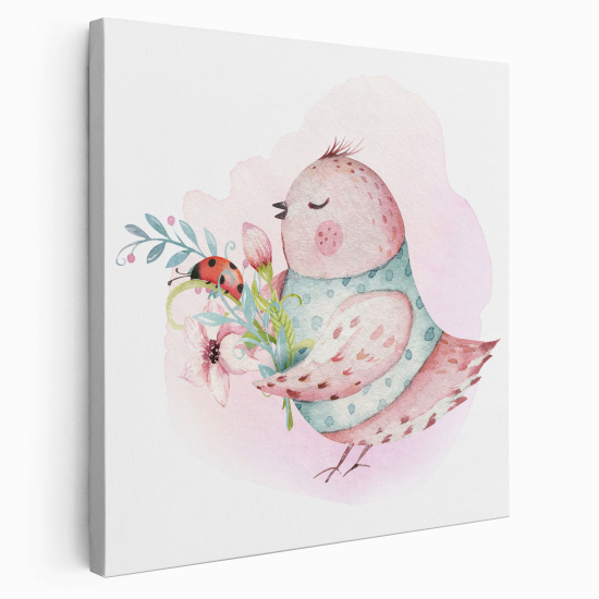 Canvas Print for Kids - Bird Flowers