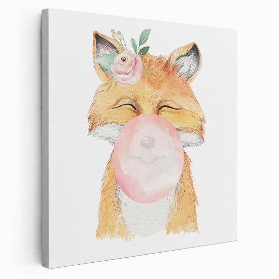 Canvas Print for Kids - Bubble Fox