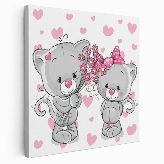 Canvas Print for Kids - Cat hearts