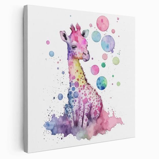 Canvas Print for Kids - Colorful giraffe