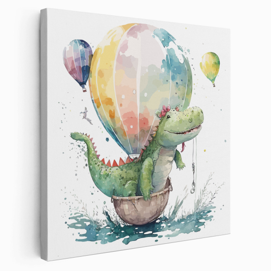 Canvas Print for Kids - Crocodile Hot Air Balloon