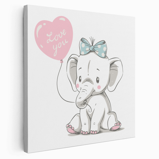 Canvas Print for Kids - Elephant Heart Love You