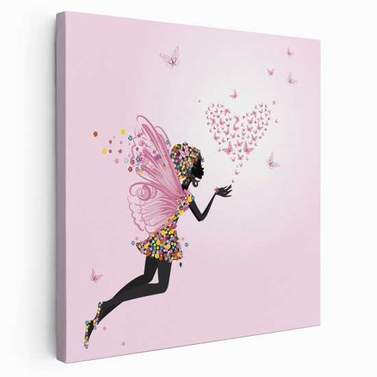 Canvas Print for Kids - Fairy hearts butterflies