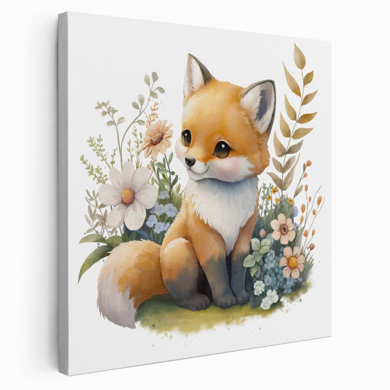 Canvas Print for Kids - Fox Flowers