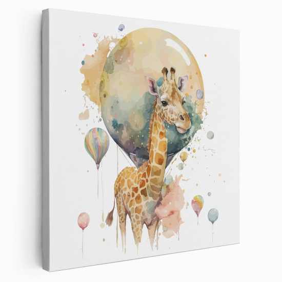 Canvas Print for Kids - Giraffe Balloons