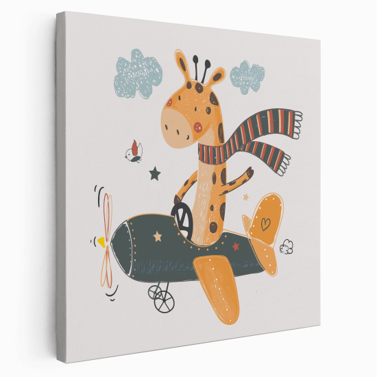 Canvas Print for Kids - Giraffe Plane