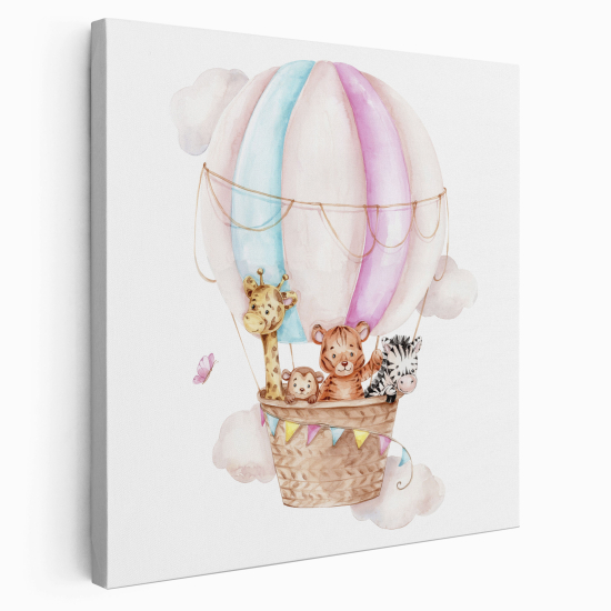 Canvas Print for Kids - Hot Air Balloon Animals