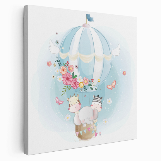 Canvas Print for Kids - Hot Air Balloon Animals