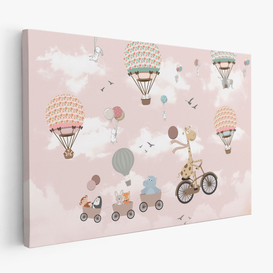 Canvas Print for Kids - Hot Air Balloon Animals