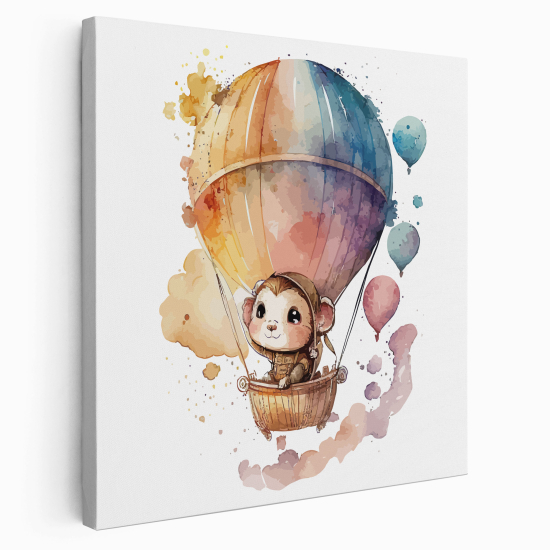 Canvas Print for Kids - Hot Air Balloon Monkey