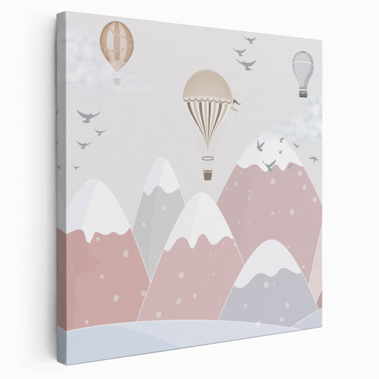 Canvas Print for Kids - Hot Air Balloon Mountains