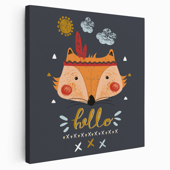 Canvas Print for Kids - Indian Fox Hello