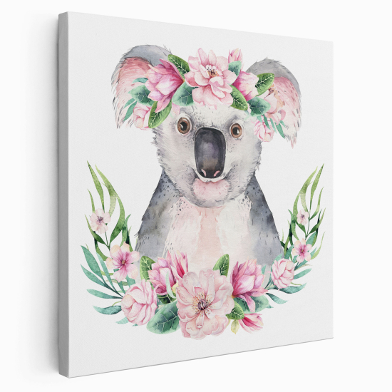 Canvas Print for Kids - Koala Flowers