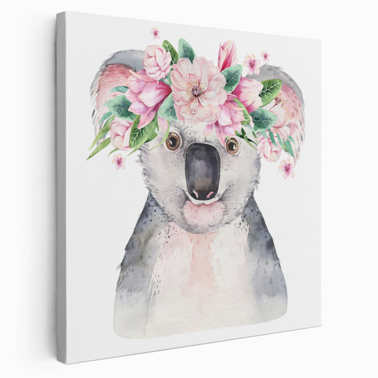 Canvas Print for Kids - Koala Flowers